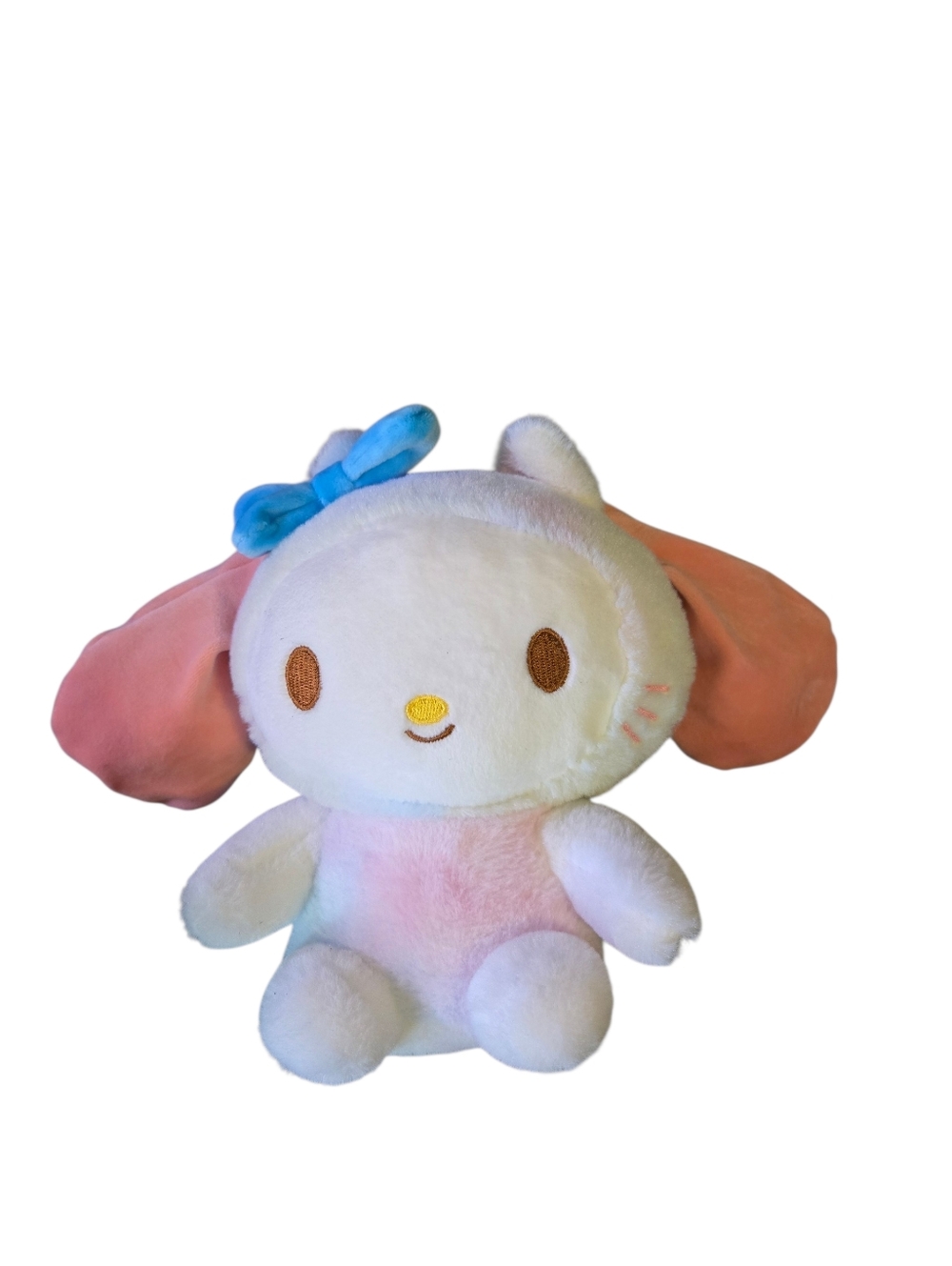 My Melody 8 Inch Plushie. Rainbow Head And Body Blue Bow Sanrio So Soft